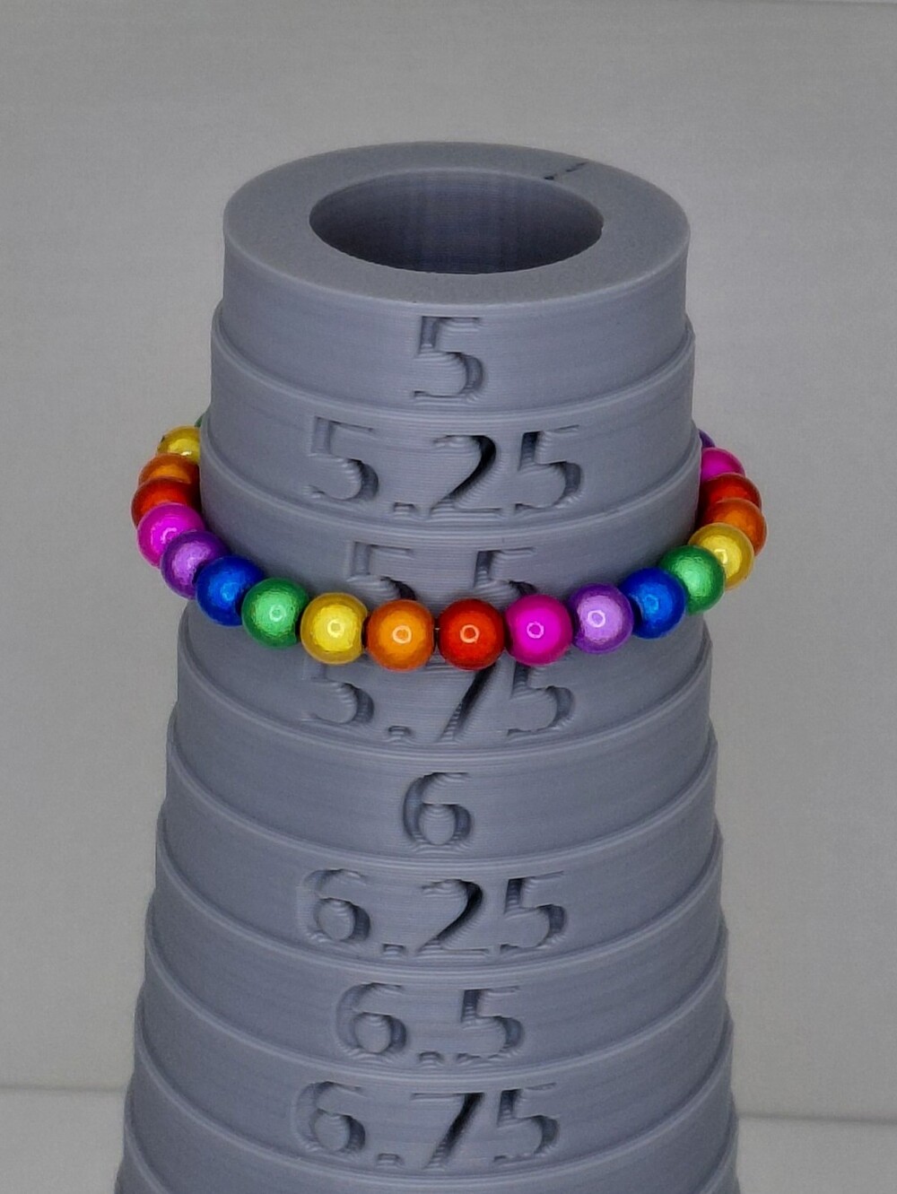 Hand Made Kids Rainbow Beaded Stretch Bracelet — Multicolor 5.5 Inches - Picture 3 of 11